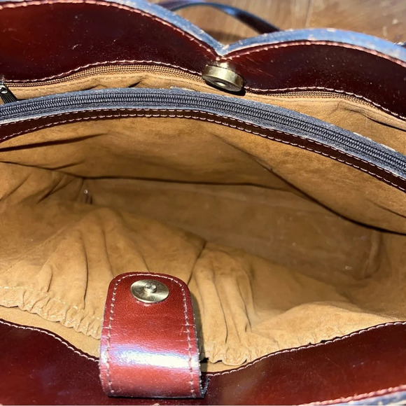 Patricia Nash Cognac Brown Leather Tote With Crossbody Strap Coastal Grandma - Picture 15 of 15